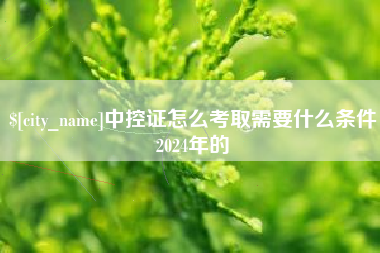 株洲中控证怎么考取需要什么条件2024年的